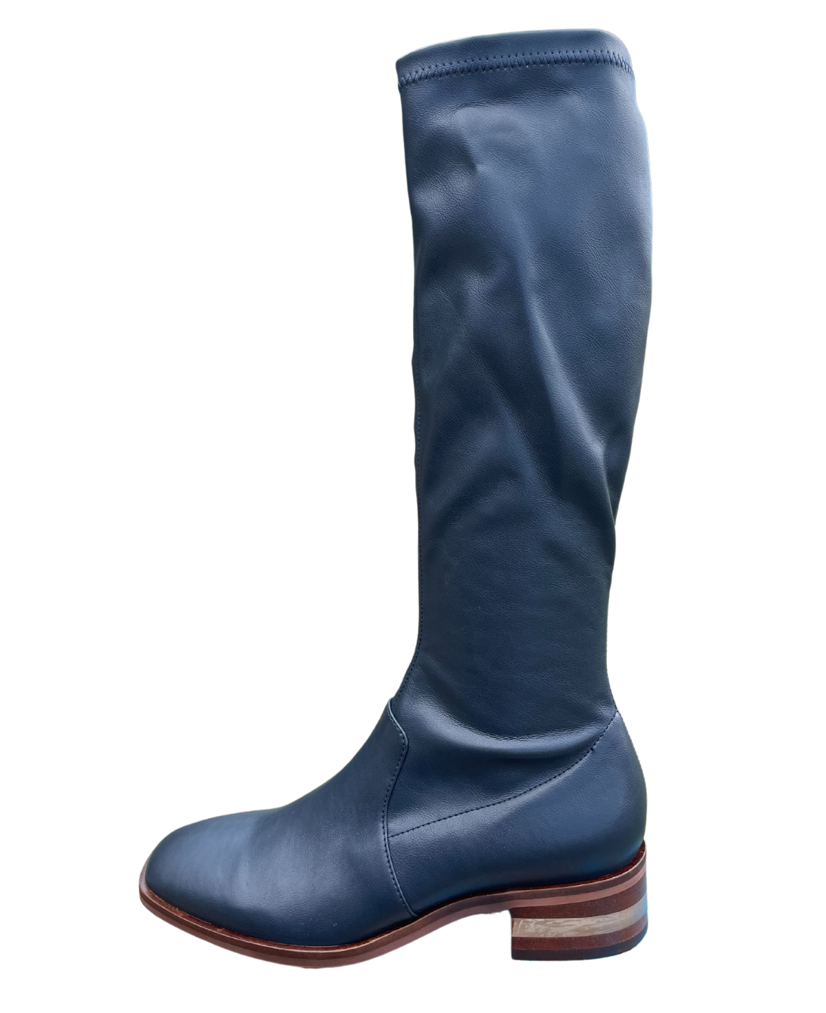 Flowing Navy Stretch Long Boot