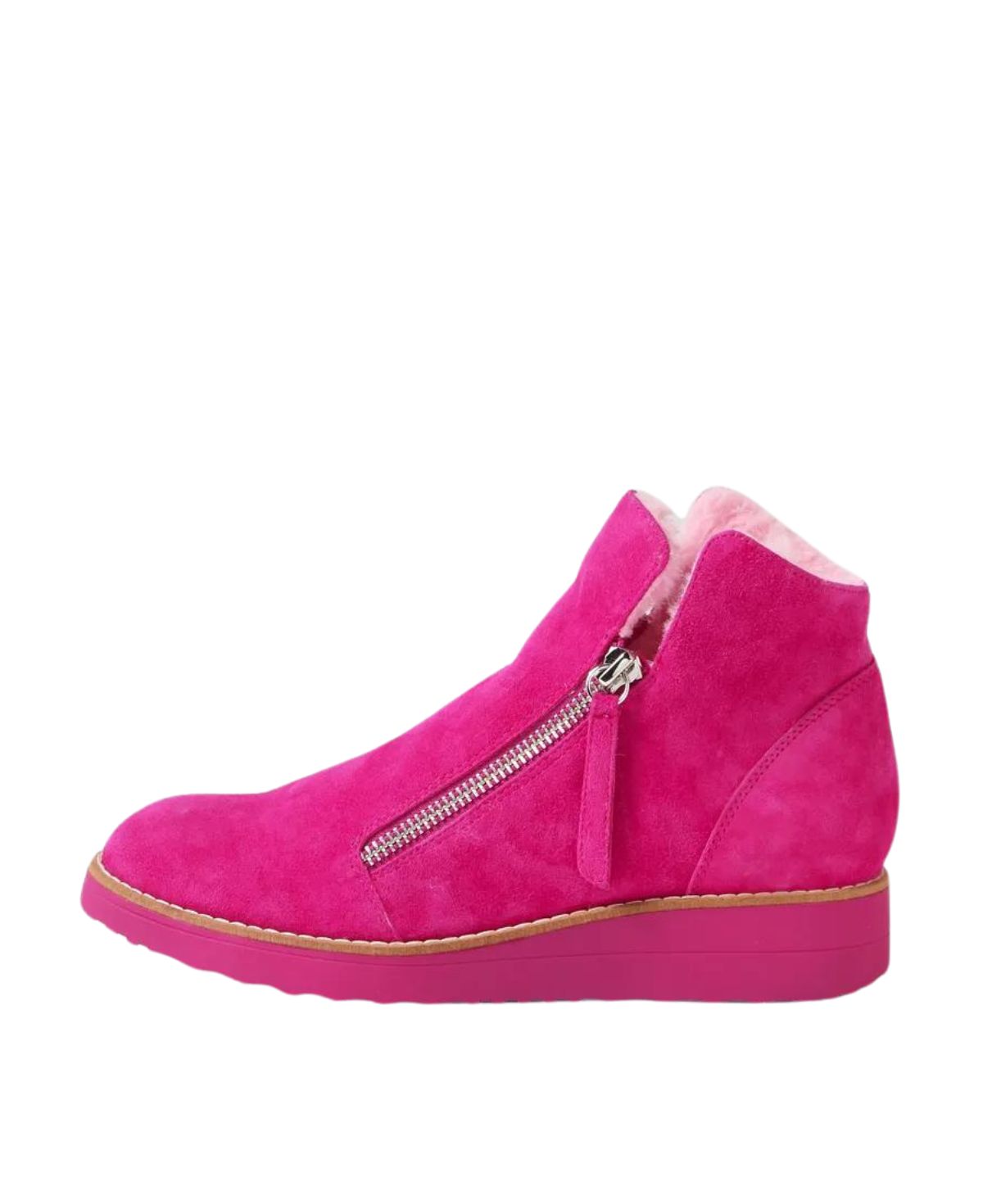 Opal Fuchsia Suede Fur Ankle Boots
