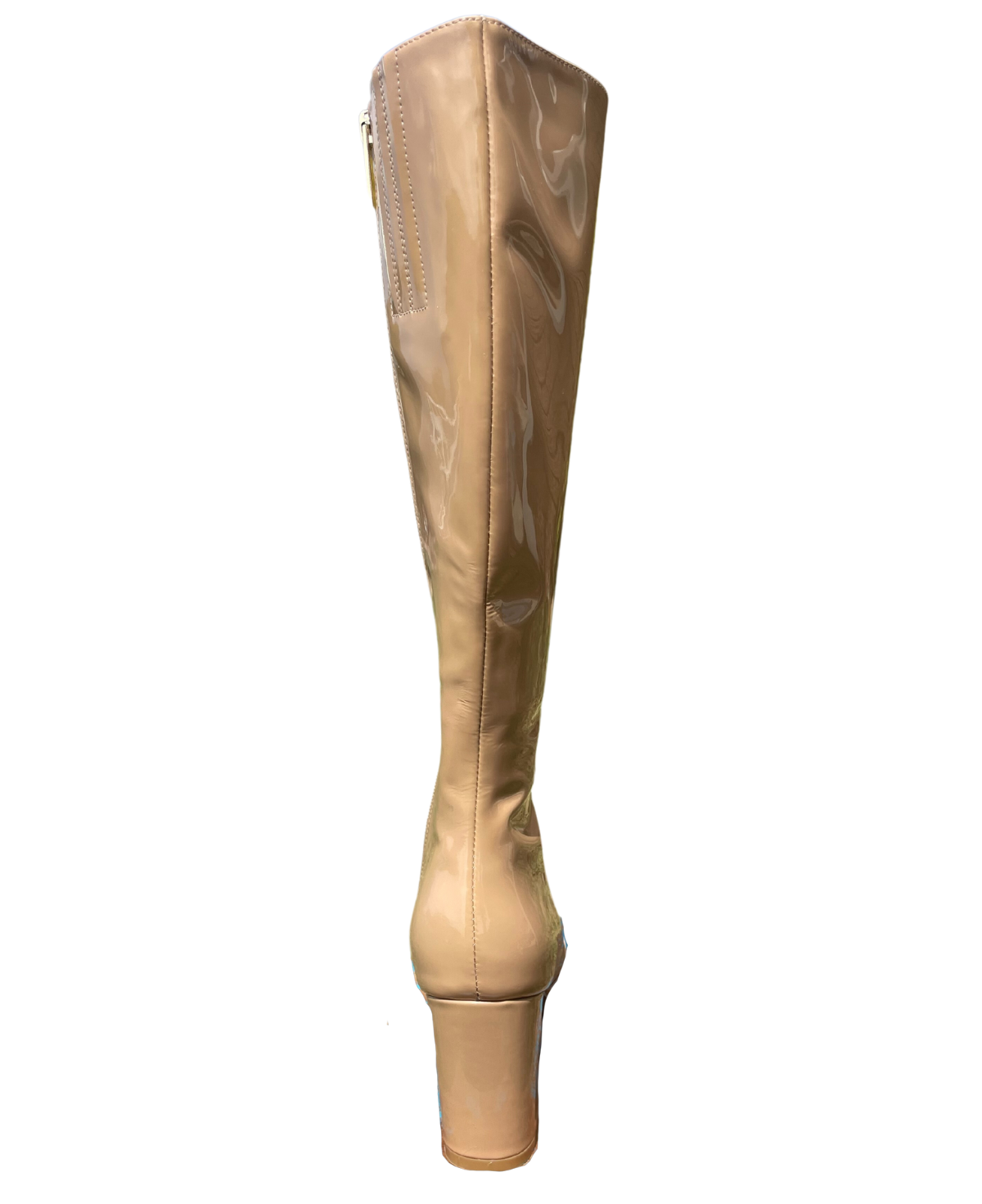 Naim Dark Nude Stretch Patent Knee High Boots