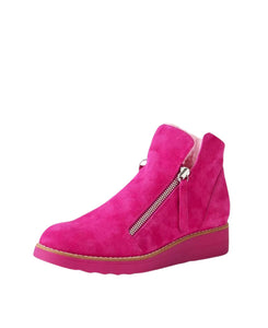Opal Fuchsia Suede Fur Ankle Boots