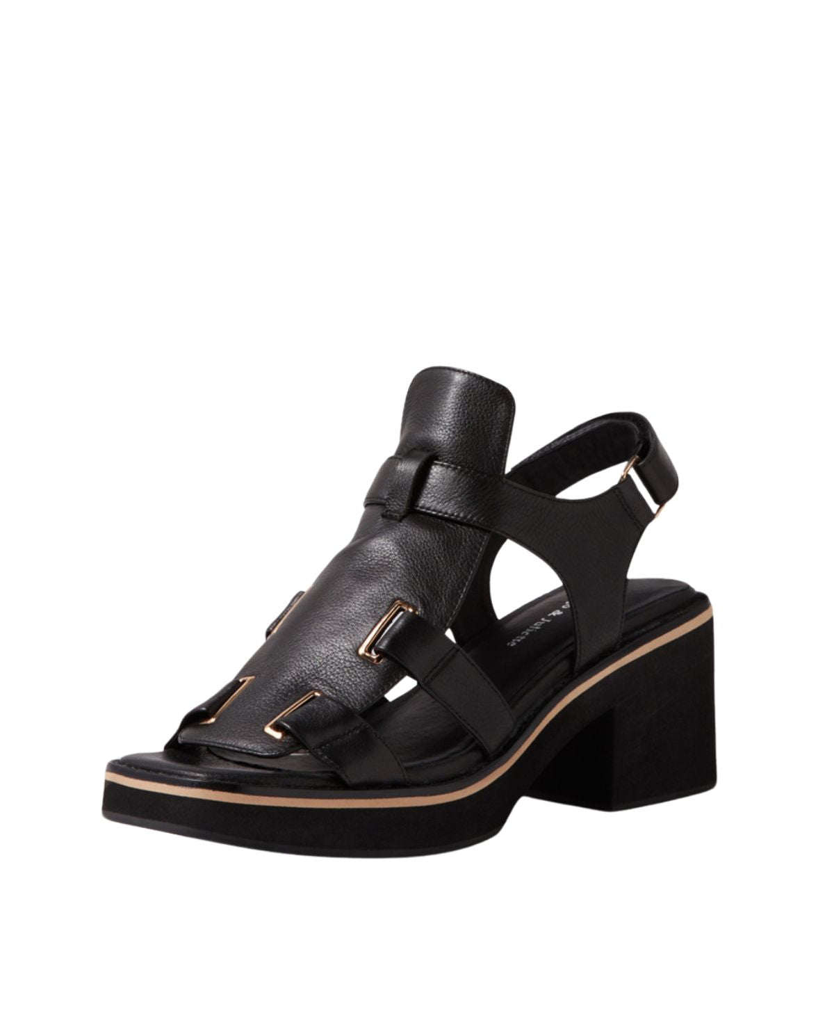 Jennis Tan/Black Leather Sandals